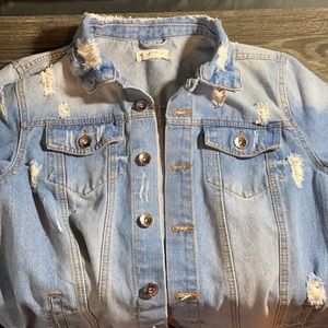Cisono oversized distressed denim jacket